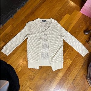 Cassandra Ray Knit Crochet Y2K Cream Cardigan Sweater Size Medium